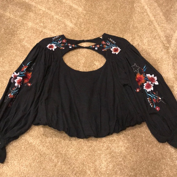 Free People Tops - Free People Black Cut Out Patterned Top - Medium